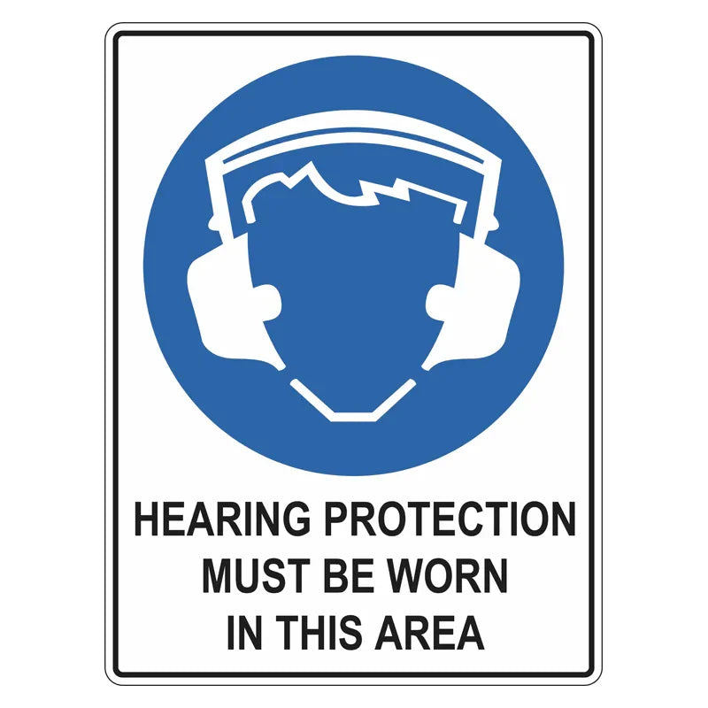 Mandatory Sign - Hearing Protection Must Be Worn In This Area - Portrait