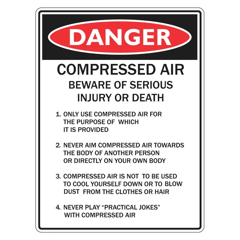 Danger Sign - Compressed Air Beware Of Serious Injury