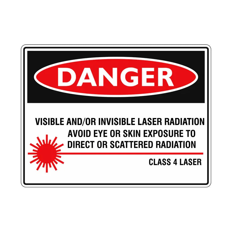 Danger Sign - Visible And / Or Invisible Laser Radiation Avoid Eye or Skin Exposure