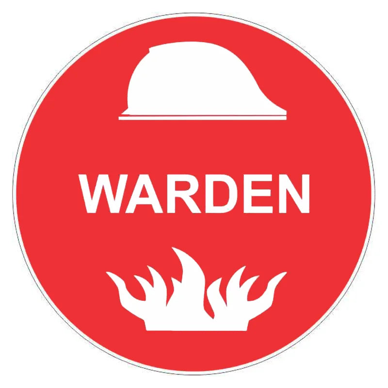 Fire Sign - Hard Hat Label Fire Warden With Icon