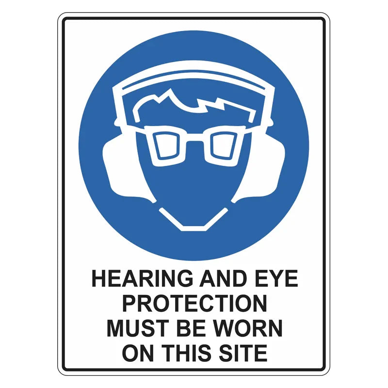 Mandatory Sign - Hearing And Eye Protection Must Be Worn On This Site