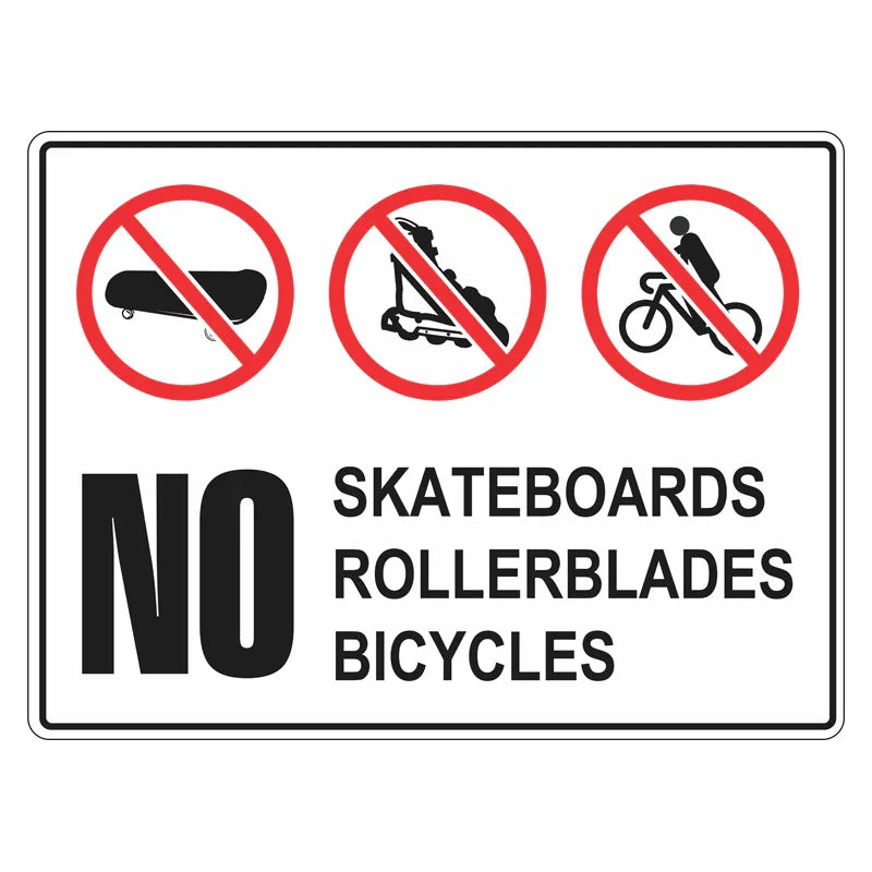 Prohibition Sign - No Skateboards, Rollerblades, Bicycles
