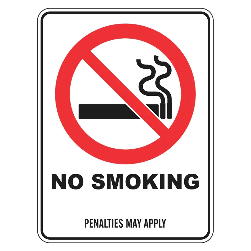 Prohibition Sign - No Smoking, Penalties May Apply