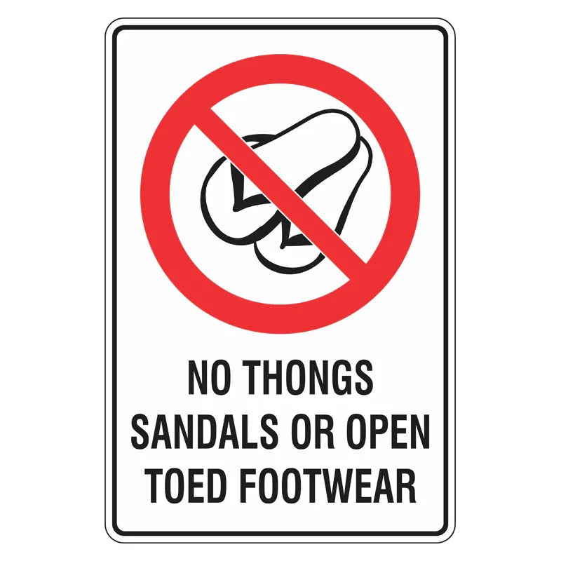 Prohibition Sign - No Thongs, Sandals Or Open Toed Footwear