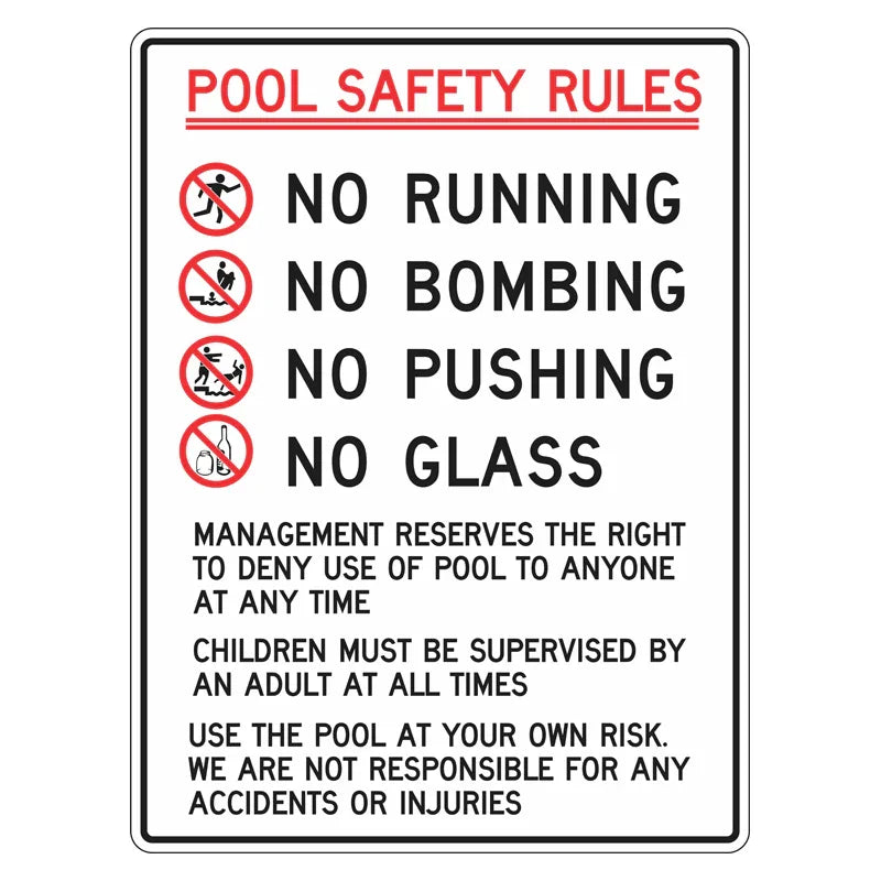 Prohibition Sign - Pool Safety Rules