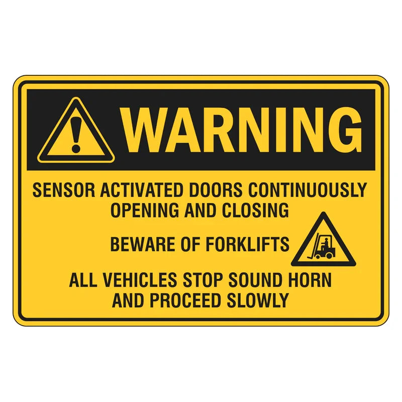 Warning Sign - Sensor Activated Doors Continuously Opening And Closing