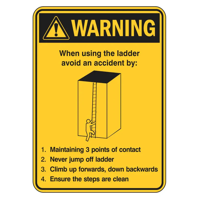 Warning Sign - When Using The Ladder